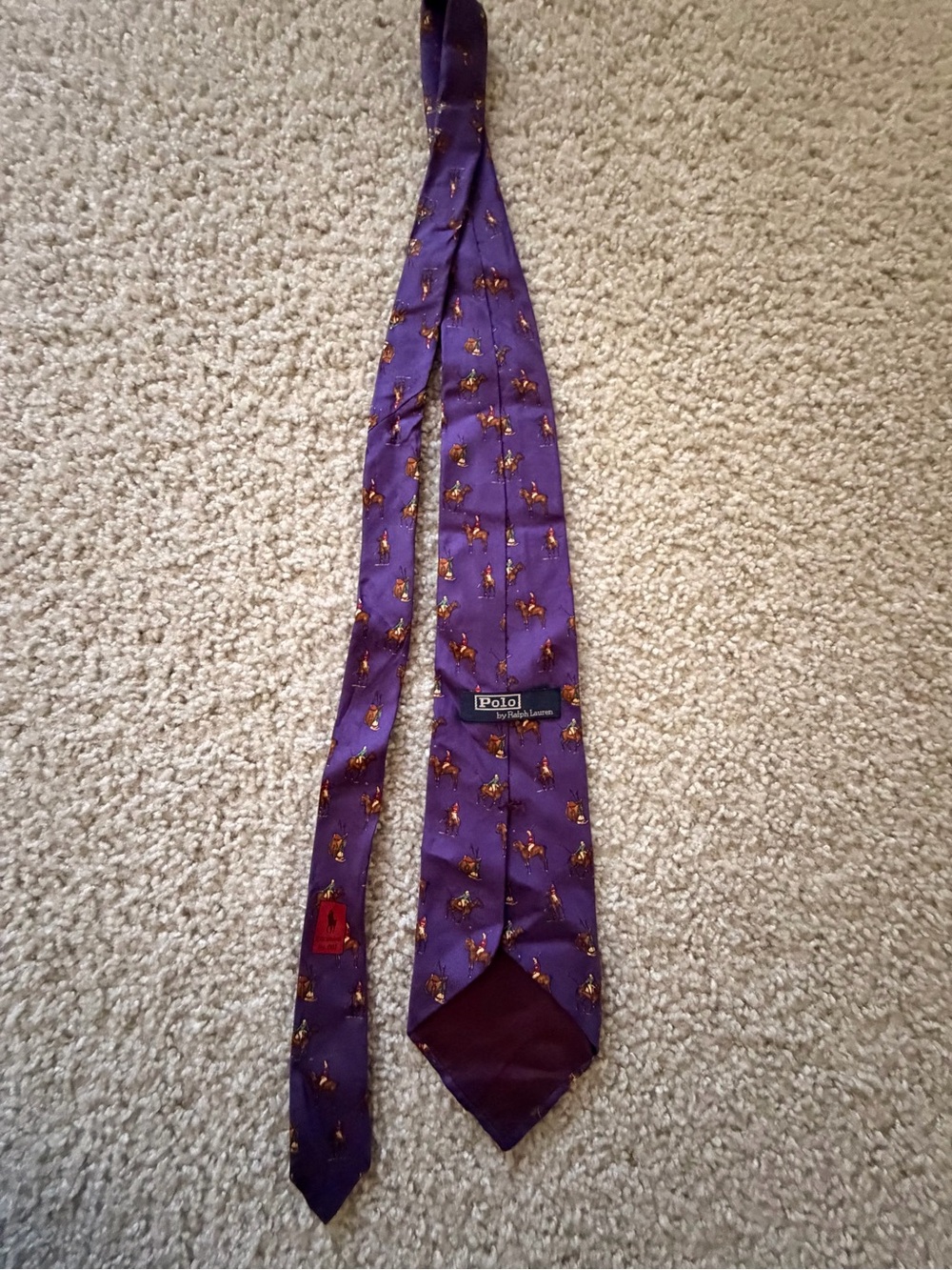 Polo by Ralph Lauren Purple Silk Tie with Polo Player Motif